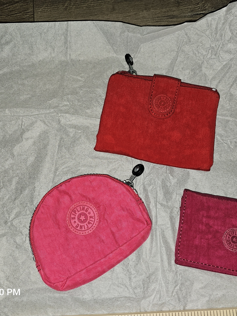 Kipling Trio of Small Pouches - Red & Hot Pink